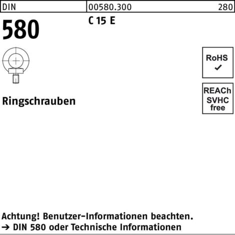DIN 580 Ringschraube VG M12 Stahl blank 10 Stk