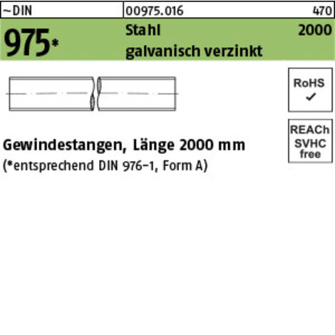 DIN 975 Gewindestange VG M24x2000 Stahl galvanisch verzinkt