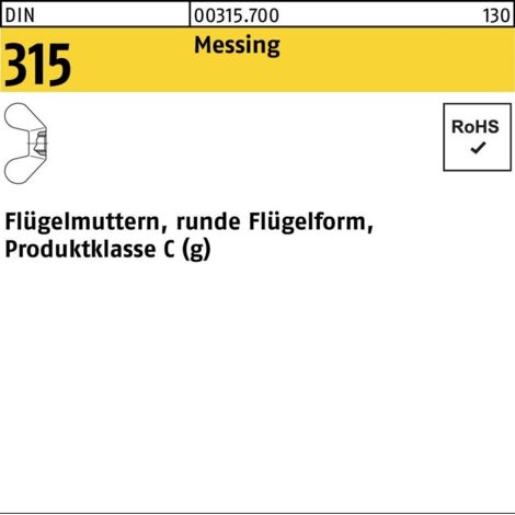 Flügelmutter DIN 315 Messing M 3 Ms S 100 Stk (1/2)