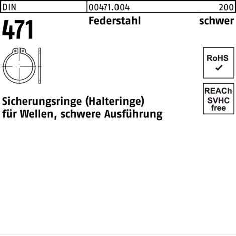 DIN 471 Sicherungsringe Federstahl 25 x 2 schwere Ausf 500 Stk