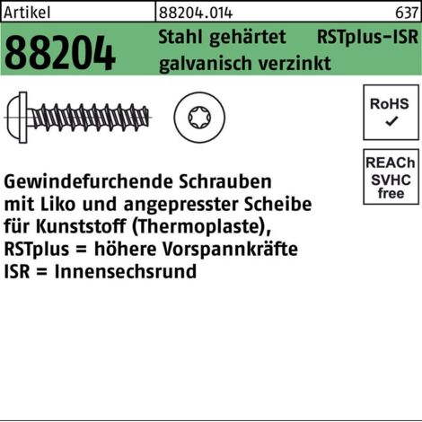 Gewindefurchendeschraube R 88204 Liko ISR 3x12-T10 Stahl geh.galv.verz. 1000St.