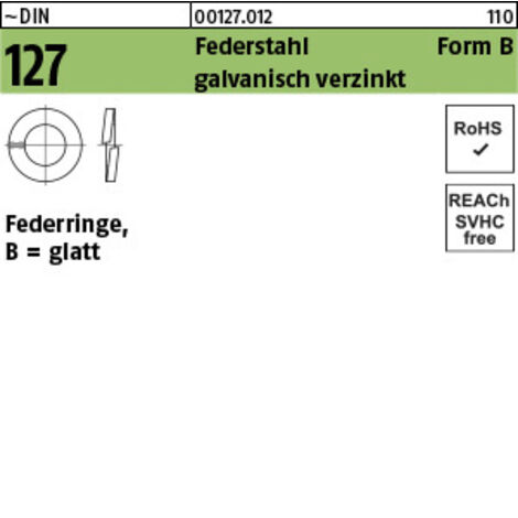 DIN 127 Federring Federstahl B 36 galvanisch verzinkt gal Zn S 25 Stk