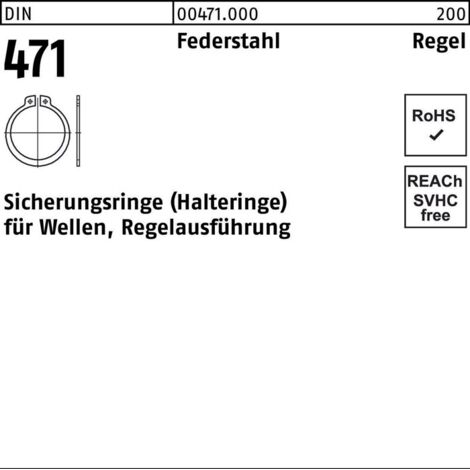 DIN 471 Sicherungsringe Federstahl 75 x 2,5 S 50 Stk