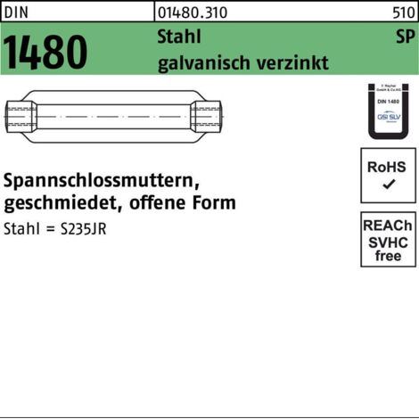 DIN 148 Spannschlossmuttern Stahl ÜZ SP M 10 / 125 galvan (1/2)