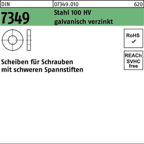 DIN 7349 Scheibe Stahl 100 HV 28mm galvanisch verzinkt 25 Stk