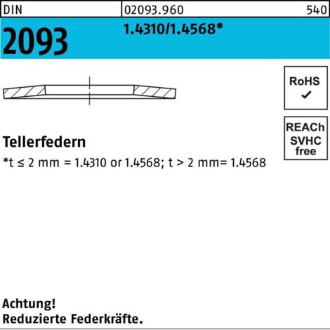 DIN 2093 Tellerfeder Stahl 1.4310/1.4568 25x12,2x0,9mm 200 Stk