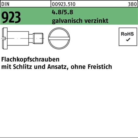 Flachkopfschraube DIN 923 Schlitz/Ansatz M5x6x7,0 4.8/5.8 galv.verz. 100St.
