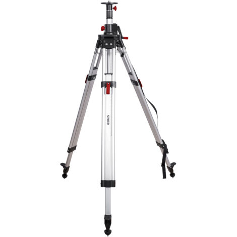 STIER Baustativ 340 cm für Rotationslaser 5/8 Zoll mit metrischer Skala, stufenlos höhenverstellbar, Dreibeiniges Teleskopstativ aus hochwertigem Aluminium mit Kurbelauszug