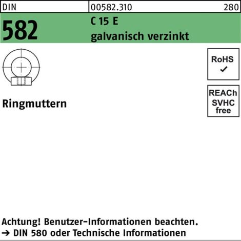 DIN 582 C Ringmuttern C15E M 42 galvanisch verzinkt gal Zn S
