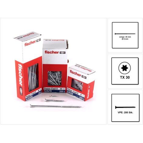 fischer Power-Fast II 6,0x40 SK blvz TG TX 200 200 Stk