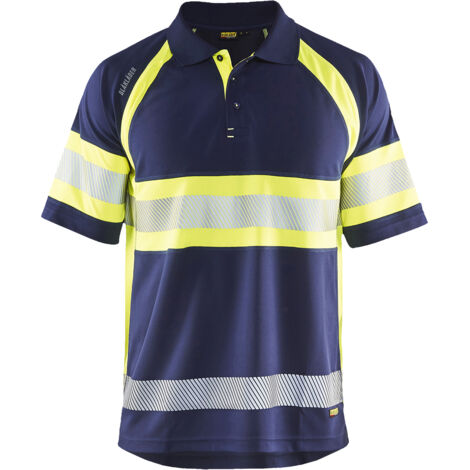 Blakläder Warnschutz Polo-Shirt, marineblau / gelb, Unisex-Größe: 2XL
