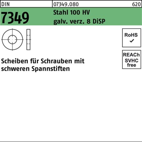 DIN 7349 Scheibe Stahl 100 HV 21mm galvanisch verzinkt DiSP 25 Stk