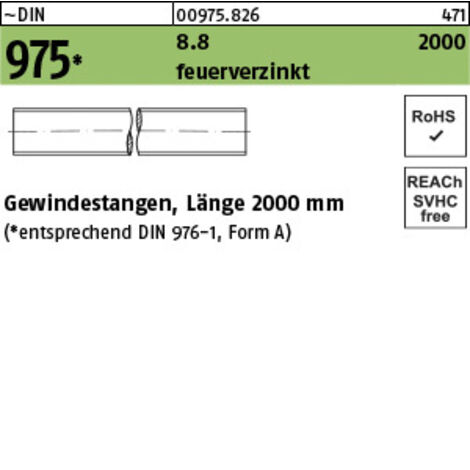 Gewindestange DIN 975 M30x 2000mm 8.8 feuerverz. 1 Stück