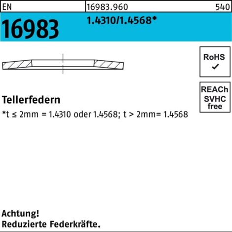EN 16983 Tellerfeder 35,5 x 18,3 x 1,25 1.4310/1.4568 100 Stk (1/2)