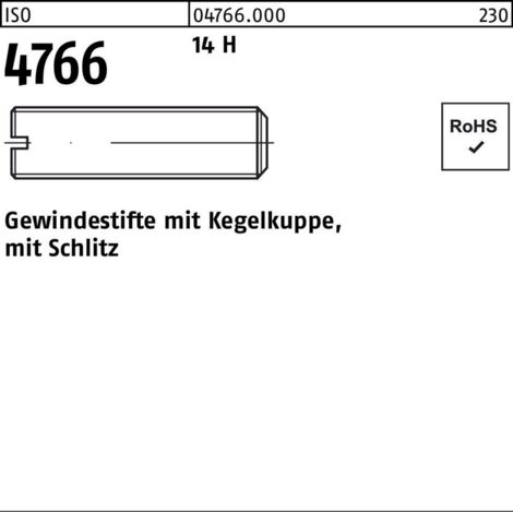 Gewindestift ISO 4766 m.Kegelkuppe/Schlitz M 3 x 25 14 H (1/2)