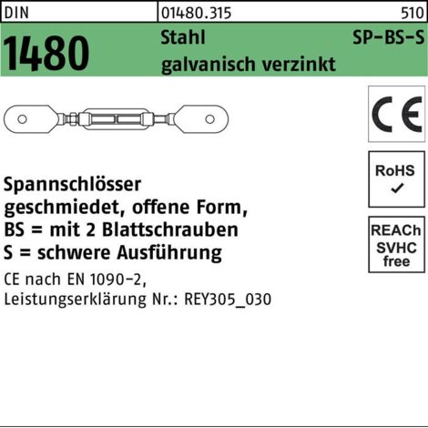DIN 1480-BS Spannschloss Stahl SP M 30 galv. verzinkt schwere Ausführung