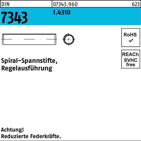 DIN 7343/ISO 8750 Spiral-Spannstifte, Regelausführung 1.4310 3 x 10 rostfreiei S 1000 Stk