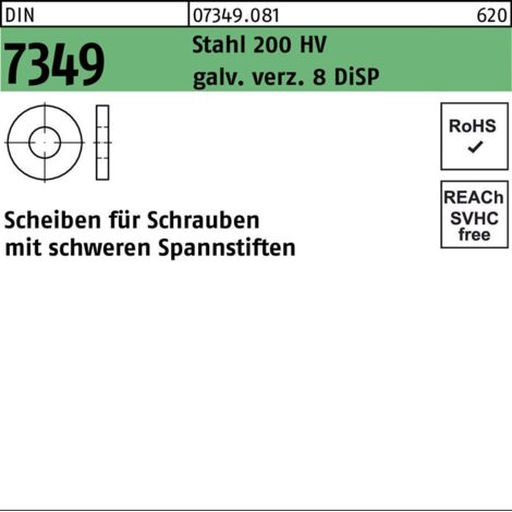 DIN 7349 Scheibe Stahl 200 HV 6,4mm galvanisch verzinkt DiSP 1000 Stk