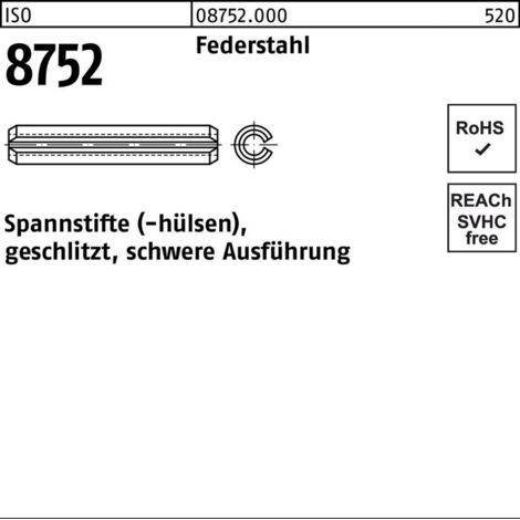 ISO 8752 Spannstifte Federstahl 6 x 50 K 100 Stk