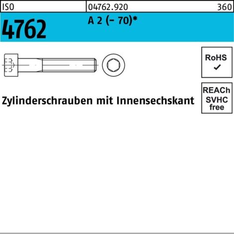 Zylinderschrauben M3 M4 M5 M6 M8 M10 Edelstahl V2A A2 V4A A4 DIN 912
