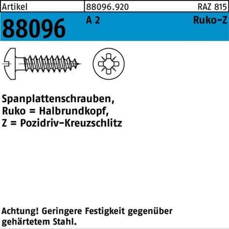 Halbrund-Spanplattenschraube 3,5x40 Edelstahl A2 blank PZ 1000 Stk