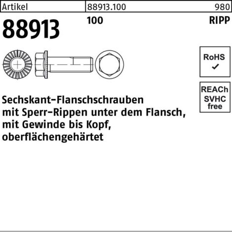 Sechskantflanschschraube R 88913 Sperr-Ripp VG M 10 x 35 100