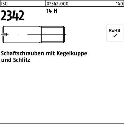 ISO 2342 Schaftschrauben mit Kegelkuppe und Schlitz 14 H M 10 x 40 S 50 Stk (1/2)
