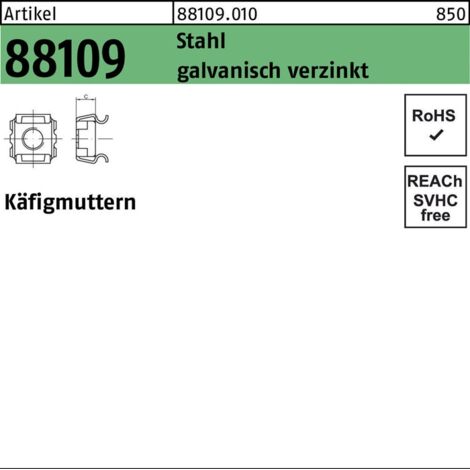 Käfigmuttern St. M 8 - 8 galvanisch verzinkt, Typ SMG gal Zn S 1000 Stk