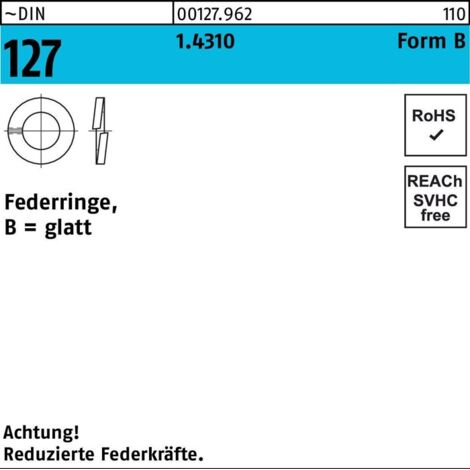 DIN 127 1.4310 B 10 rostfreiei S 1000 Stk