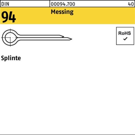 DIN 94/ISO 1234 Splinte Messing 3,2 x 36 Ms S 100 Stk