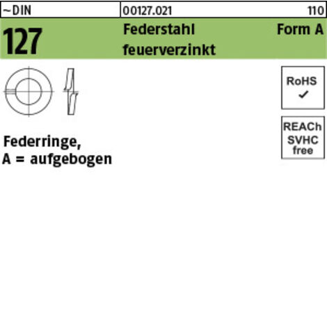 DIN 127 Federring Federstahl A 22 feuerverzinkt tZn S 100 Stk