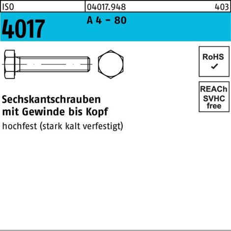 ISO 4017 A 4-80 M 5 x 10 A 4-80 S 500 Stk