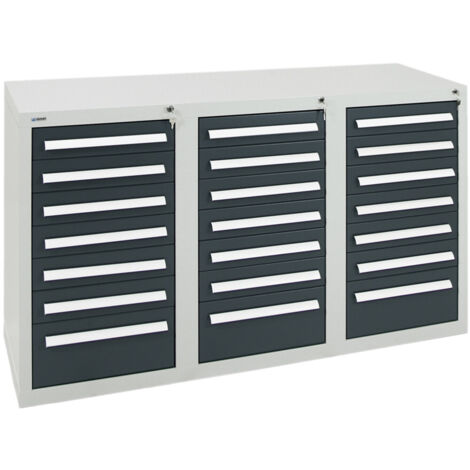 Stumpf Schubladenschrank Serie T-100/35-1, RAL 7035/7016, 21 Schubladen (1/3)