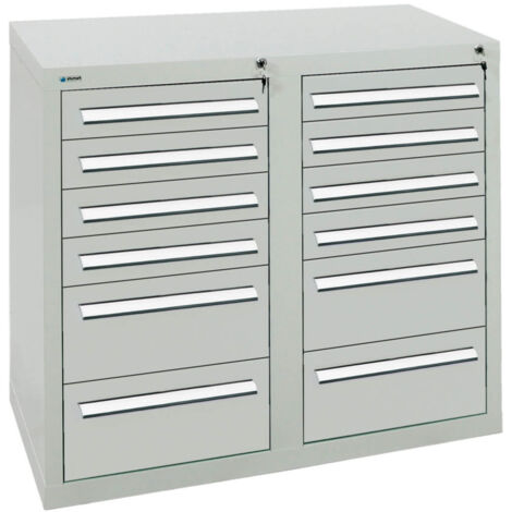 Stumpf Schubladenschrank Serie T-100/35-2, 12 Schubladen lichtgrau (8x100, 4x200mm) (1/3)