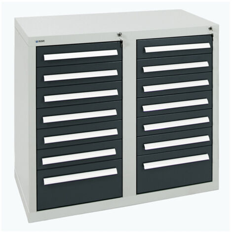 Stumpf Schubladenschrank Serie T-100/35-1, RAL 7035/7016, 14 Schubladen (1/3)