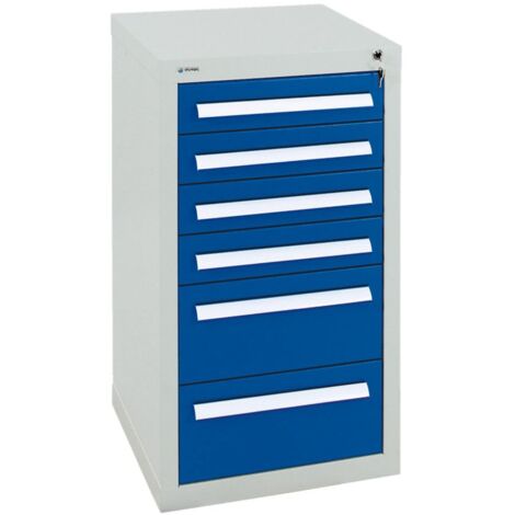 Stumpf Schubladenschrank Serie T-100/35-1, 6 Schubladen enzianblau (4x100, 2x200mm) (1/3)