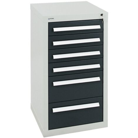 Stumpf Schubladenschrank Serie T-100/35-1, RAL 7035/7016, 6 Schubladen (1/3)