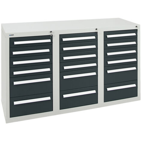 Stumpf Schubladenschrank Serie T-100/35-1, RAL 7035/7016, (1/3)