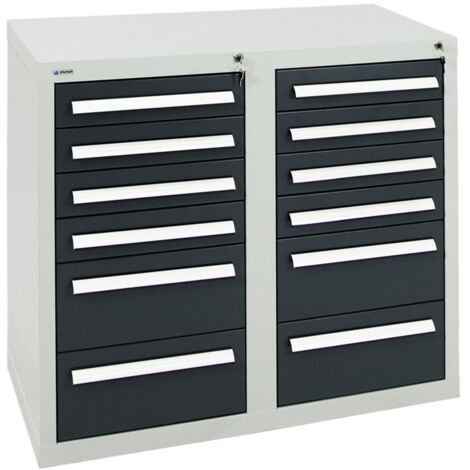 Stumpf Schubladenschrank Serie T-100/35-1, RAL 7035/7016, 12 Schubladen (1/3)