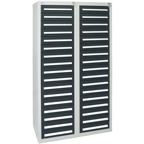 Stumpf Schubladenschrank Serie T-100/35-1, RAL 7035/7016, 34 Schubladen (1/3)