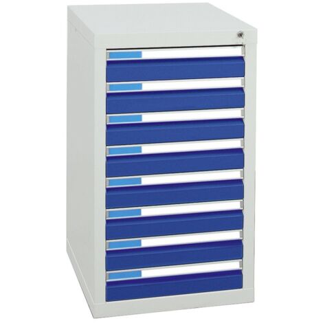 Stumpf Schubladenschrank Serie ESTA, 8 Schubladen enzianblau (8x100mm) (1/2)
