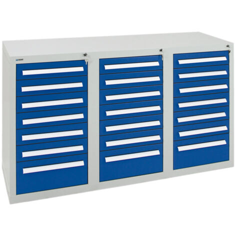 Stumpf Schubladenschrank Serie T-100/35-3, 21 Schubladen enzianblau (18x100, 3x200mm) (1/3)