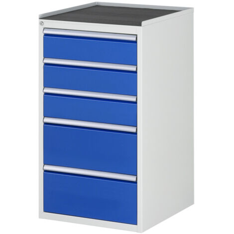 Rau Schubladenschrank m. Anti-Rutsch-Matte 5 Schubl.-L 3x150 2x240mm (1/3)