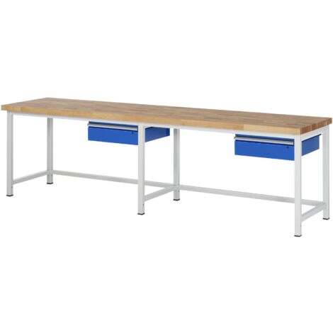 Rau Werkbank höhenverstellbar 8001A1, 3000xT700xH840-1040mm, 2x Schublade-TA (1/5)