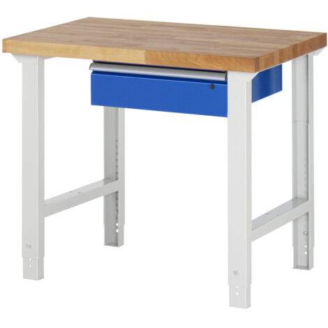 Rau Werkbank höhenverstellbar 7001A1, B1000xT700xH790-1140mm, 1x Schublade-TA (1/5)
