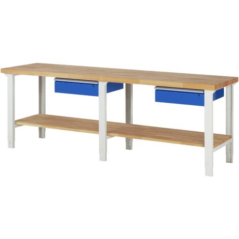 Rau Werkbank höhenverstellbar 7001A7, B2500xT700xH790-1140mm, 1x Schublade-TA (1/5)