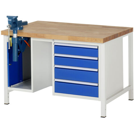 Rau Werkbank höhenverstellbar 8185A1, B1250xT900xH840-1040mm, 4x Schublade-TA, SSKL (1/5)