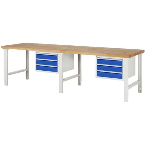 Rau Werkbank höhenverstellbar 7127A1, B3000xT900xH790-1140mm, 6x Schublade-TA (1/5)