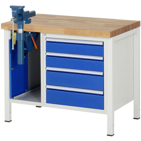 Rau Werkbank höhenverstellbar 8185A2, B1000xT700xH840-1040mm, 4x Schublade-TA, SSKL (1/5)