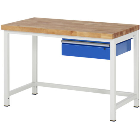 Rau Werkbank höhenverstellbar 8001A1, B1250xT700xH840-1040mm, 1x Schublade-TA (1/5)